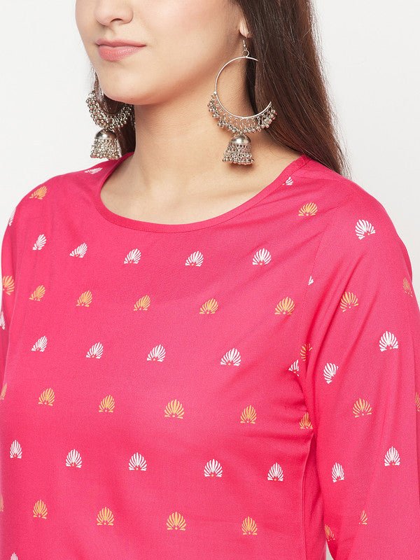 Aniyah Rayon Screen Print Fuchsia Straight Kurta | Grocsy