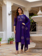 Pramukh Fab Violet Color Viscose Mango Silk Kurta Set | Grocsy