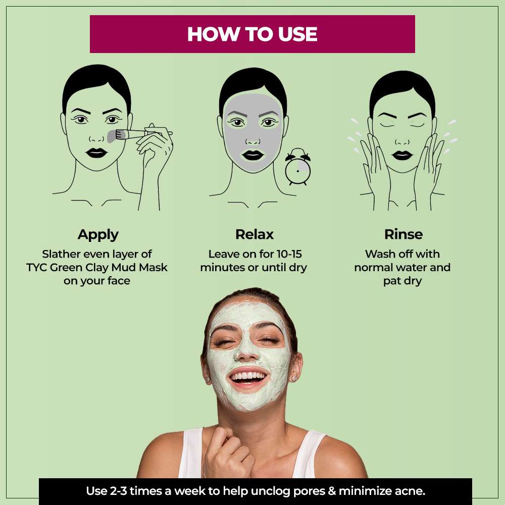 TYC Green Clay Face Mask For Men & Women | Grocsy