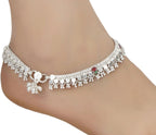 AanyaCentric Silver Plated White Metal Payal Indian Traditional Ethnic Fashion Imitation Jewellery Foot Chain | Grocsy