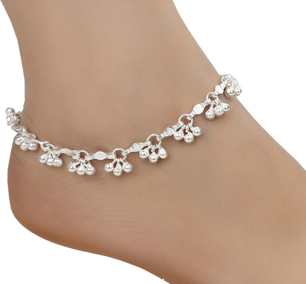 AanyaCentric Silver Plated Alloy Payal Indian Traditional Ethnic Fashion Imitation Jewellery Foot Chain | Grocsy