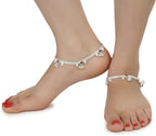 AanyaCentric Silver Plated White Metal Payal Indian Traditional Ethnic Fashion Imitation Jewellery Foot Chain | Grocsy
