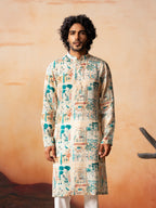 Classic Forest Print Silk Kurta by Hilo Design | Grocsy