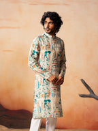 Classic Forest Print Silk Kurta by Hilo Design | Grocsy