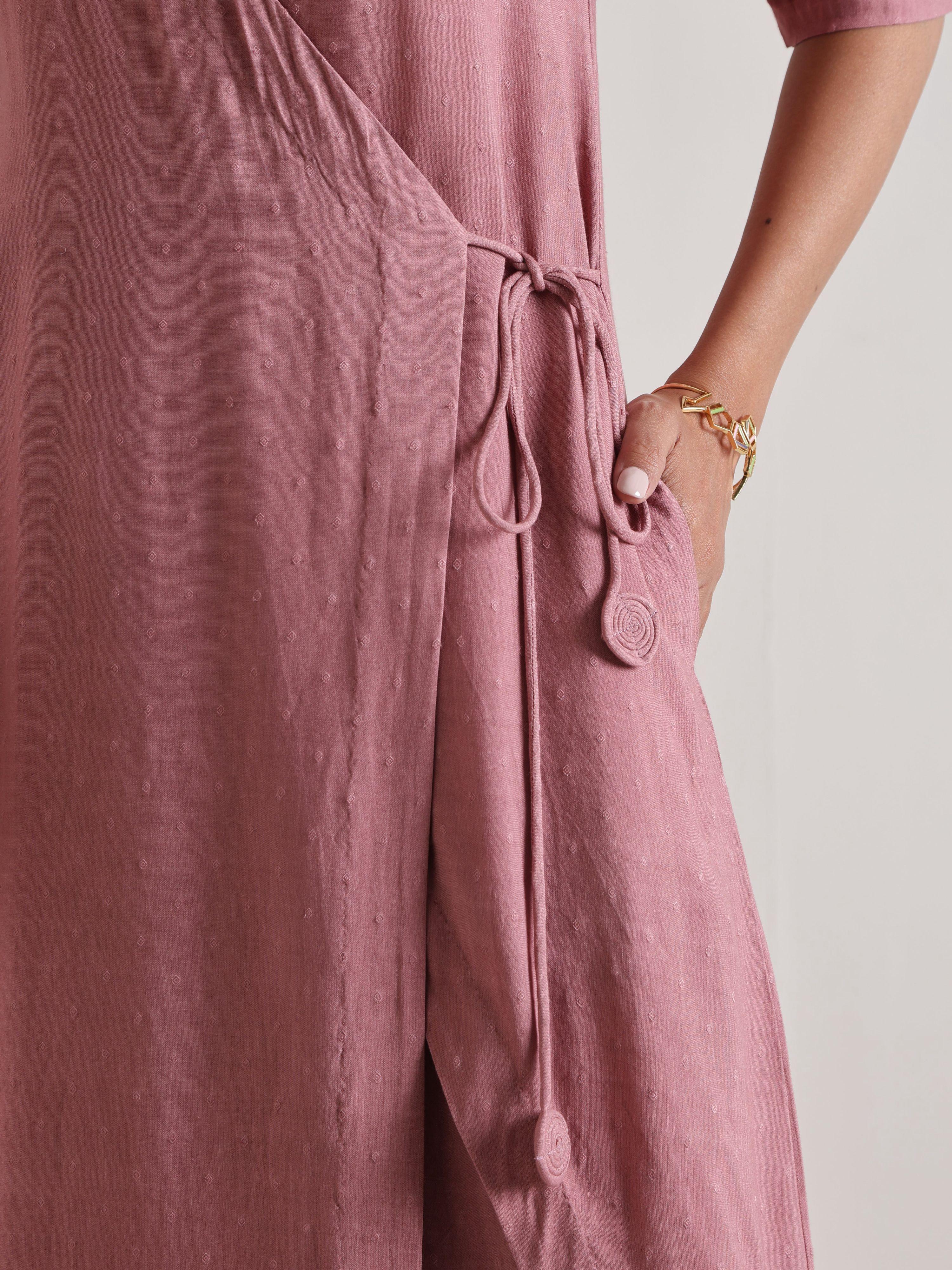 trueBrowns Mauve Angrakha Kurta Set | Grocsy