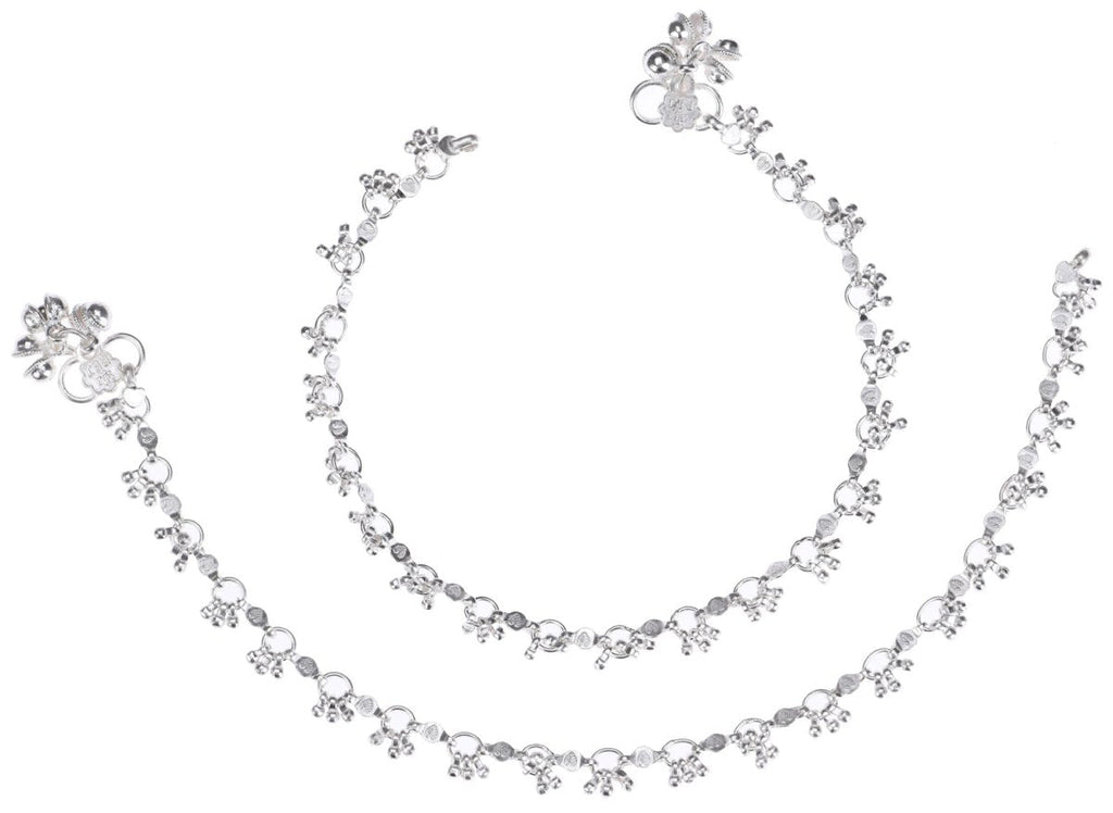 AanyaCentric Silver Plated Traditional Anklets Payal - Classic and Stylish for Women and Girls | Grocsy