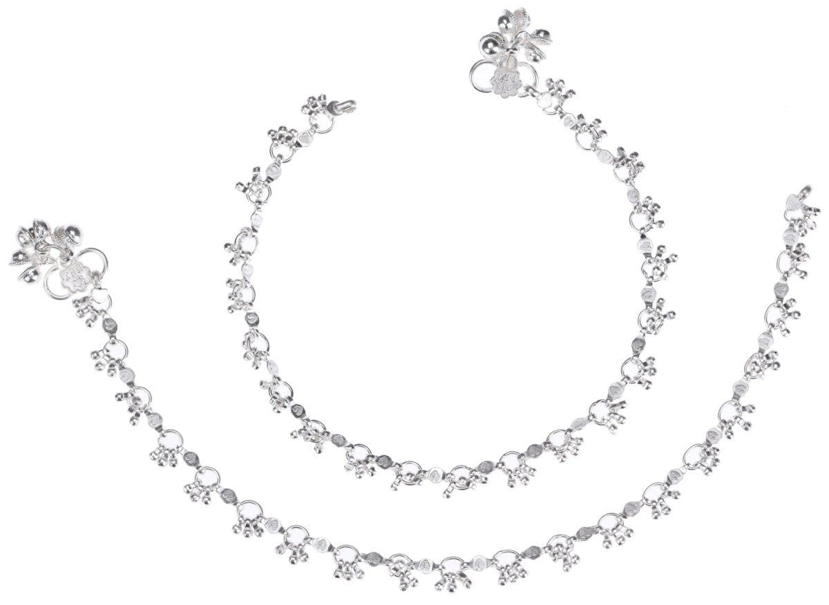 AanyaCentric Silver Plated Traditional Anklets Payal - Classic and Stylish for Women and Girls | Grocsy