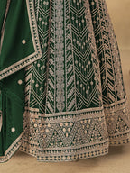 Monjolika Fashion Faux Georgette Embroidered Dark Green Engagement Wear Anarkali Suit | Grocsy