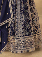 Monjolika Fashion Faux Georgette Embroidered Navy Blue Engagement Wear Anarkali Suit | Grocsy