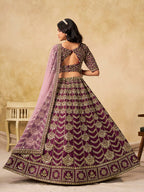 Monjolika Fashion Purple Color Zari Embroidered Work Art Silk A Line Lehenga Choli | Grocsy