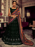 Tulsi Art Captivating Bottle Green Thread Work Georgette Lehenga Choli With Dupatta | Grocsy