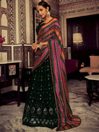 Tulsi Art Captivating Bottle Green Thread Work Georgette Lehenga Choli With Dupatta | Grocsy
