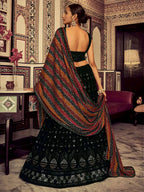 Tulsi Art Captivating Bottle Green Thread Work Georgette Lehenga Choli With Dupatta | Grocsy