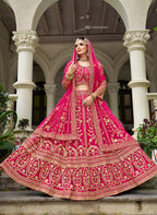 Monjolika Fashion Rani Pink Butterfly Net Embroidered Work Stunning Lehenga For Wedding Season | Grocsy