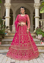 Monjolika Fashion Rani Pink Butterfly Net Embroidered Work Stunning Lehenga For Wedding Season | Grocsy