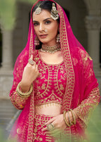 Monjolika Fashion Rani Pink Butterfly Net Embroidered Work Stunning Lehenga For Wedding Season | Grocsy