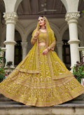 Monjolika Fashion Parrot Green Butterfly Net Embroidered Work Stunning Lehenga For Wedding Season | Grocsy