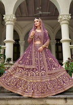 Monjolika Fashion Purple Butterfly Net Embroidered Work Stunning Lehenga For Wedding Season | Grocsy