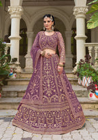 Monjolika Fashion Purple Butterfly Net Embroidered Work Stunning Lehenga For Wedding Season | Grocsy