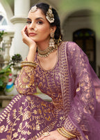 Monjolika Fashion Purple Butterfly Net Embroidered Work Stunning Lehenga For Wedding Season | Grocsy