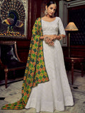 Tulsi Art Wonderful White Sequins Georgette Sangeet Wear Lehenga Choli With Dupatta | Grocsy