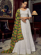 Tulsi Art Wonderful White Sequins Georgette Sangeet Wear Lehenga Choli With Dupatta | Grocsy