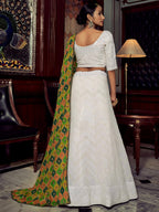 Tulsi Art Wonderful White Sequins Georgette Sangeet Wear Lehenga Choli With Dupatta | Grocsy