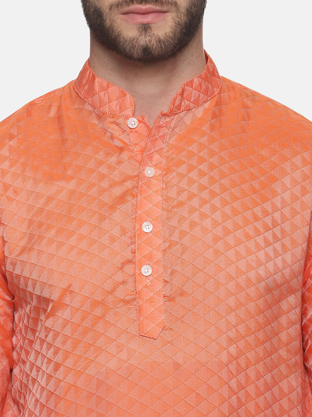 Sethukrishna Mens Orange Kurta with Dhoti Pants | Grocsy