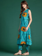 Indo Era Floral Printed Pure Cotton Kurta with Trousers | Grocsy