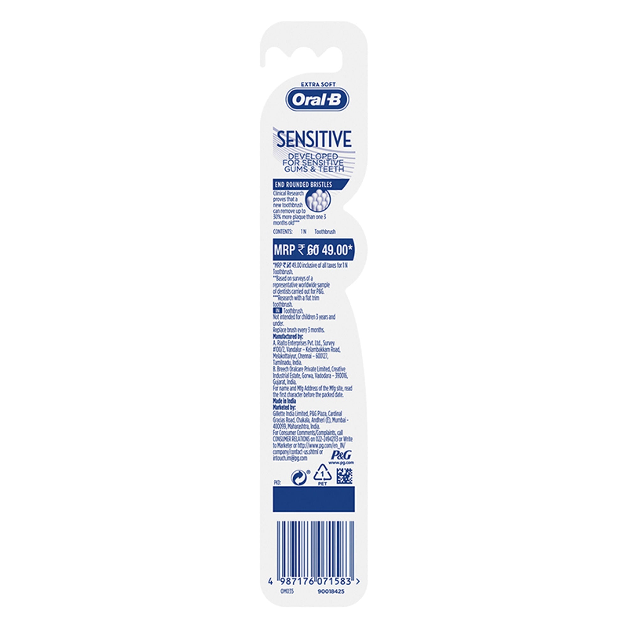 Oral-B Sensitive Teeth & Gums Pro Clean Extra Soft Toothbrush | Grocsy