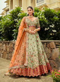 Monjolika Fashion Readymade Lehenga Choli Heavy Work Embroidered Silk In Pastel Green | Grocsy