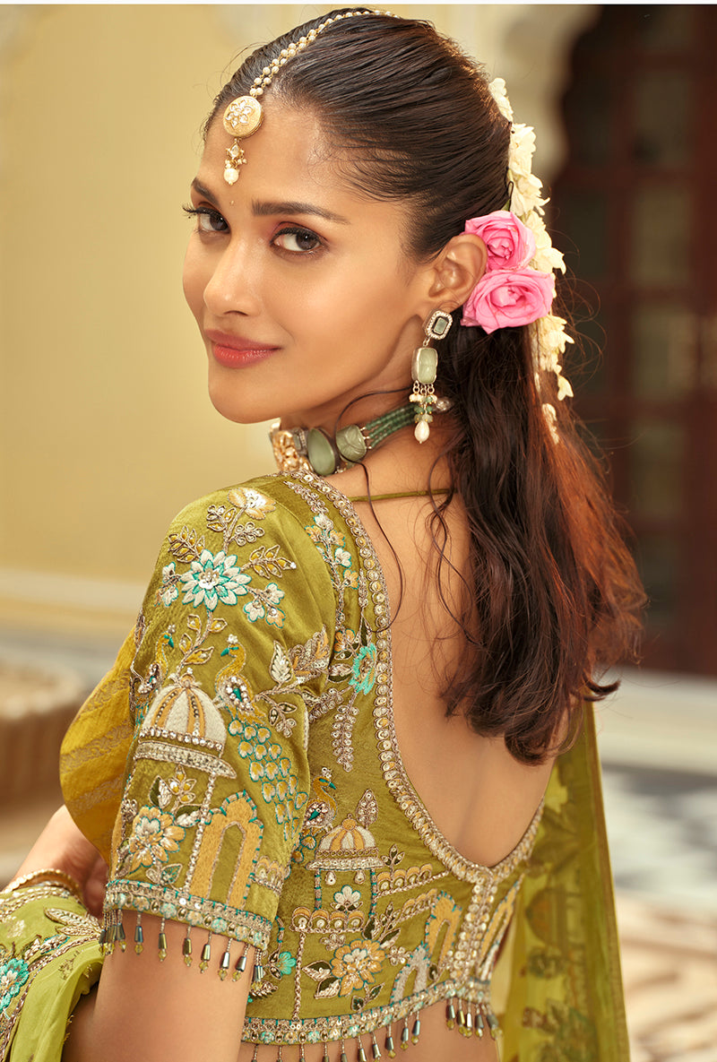 Monjolika Fashion Readymade Lehenga Choli Heavy Work Embroidered Silk In Multicolor | Grocsy