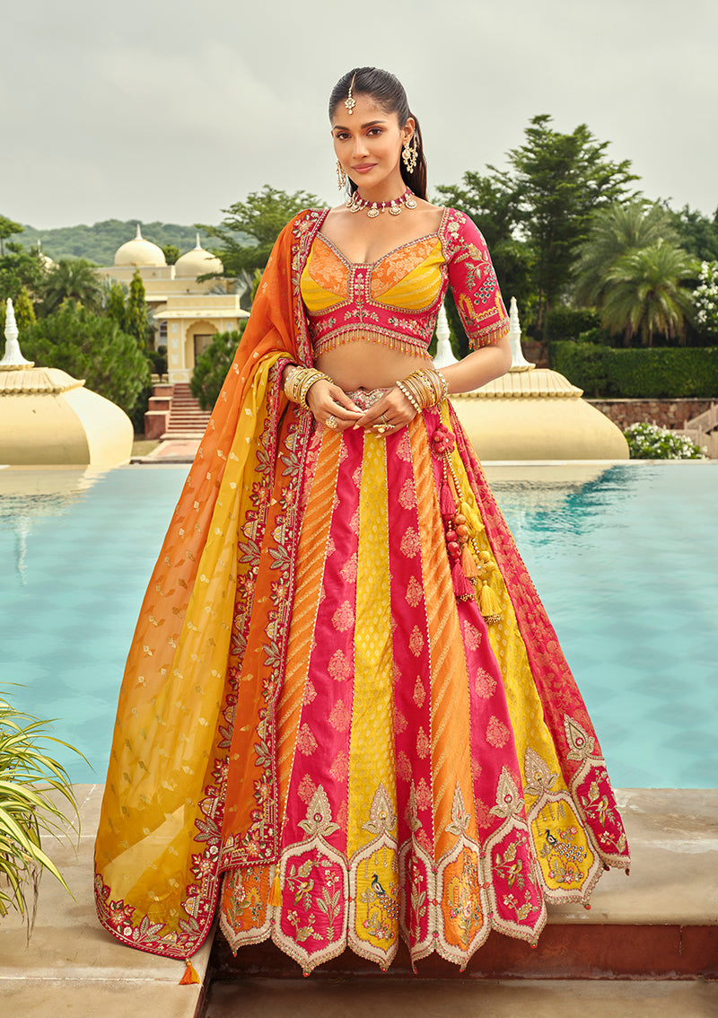 Monjolika Fashion Readymade Lehenga Choli Heavy Work Embroidered Silk In Multicolor | Grocsy