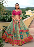 Monjolika Fashion Sea Green Designer Embroidered Work Fancy Silk Wedding Lehenga Choli | Grocsy