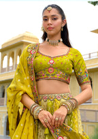 Monjolika Fashion Multicolor Designer Embroidered Work Fancy Silk Wedding Lehenga Choli | Grocsy