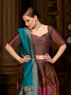 Monjolika Fashion Brown Color Kanjivaram Silk Jacquard Designer Lehenga Choli | Grocsy