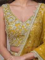 Tulsi Art Incredible Yellow Zari Work Soft Net Bridesmaid Lehenga Choli | Grocsy