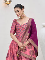 Monjolika Fashion Pink Color Kanjivaram Silk Jacquard Designer Lehenga Choli | Grocsy