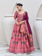 Monjolika Fashion Pink Color Kanjivaram Silk Jacquard Designer Lehenga Choli | Grocsy