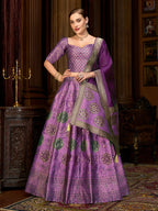 Monjolika Fashion Purple Color Kanjivaram Silk Jacquard Designer Lehenga Choli | Grocsy
