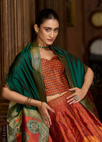 Monjolika Fashion Rust Color Kanjivaram Silk Jacquard Designer Lehenga Choli | Grocsy