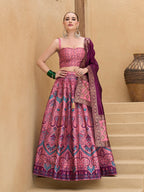 Monjolika Fashion Thread Work Jacquard Silk In Pink Lehenga Choli | Grocsy