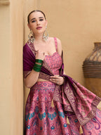 Monjolika Fashion Thread Work Jacquard Silk In Pink Lehenga Choli | Grocsy