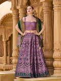 Monjolika Fashion Thread Work Jacquard Silk In Purple Lehenga Choli | Grocsy