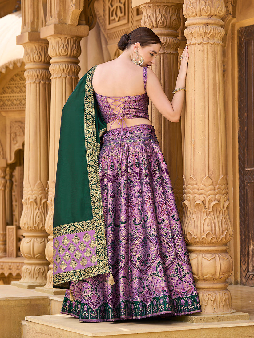 Monjolika Fashion Thread Work Jacquard Silk In Purple Lehenga Choli | Grocsy