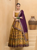 Monjolika Fashion Thread Work Jacquard Silk In Yellow Lehenga Choli | Grocsy