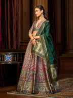 Monjolika Fashion Sea Green Trendy Kanjivaram Jacquard Woven Work Lehenga Choli | Grocsy