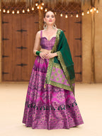 Monjolika Fashion Designer Lehenga Choli Jacquard Kanjivaram Silk In Purple | Grocsy