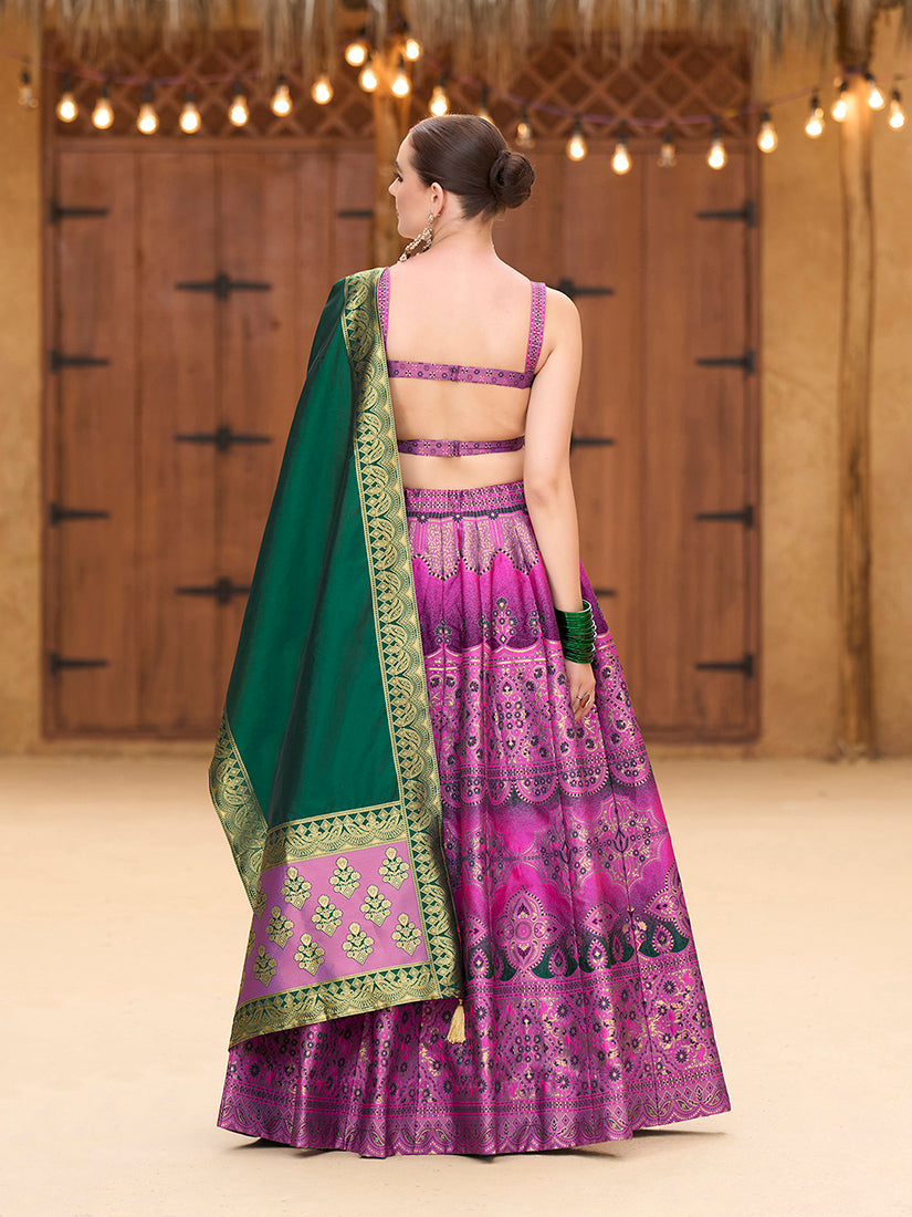 Monjolika Fashion Designer Lehenga Choli Jacquard Kanjivaram Silk In Purple | Grocsy