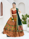 Monjolika Fashion Designer Lehenga Choli Jacquard Kanjivaram Silk In Rust | Grocsy